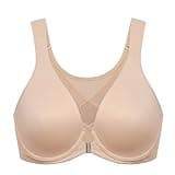 DELIMIRA Women's Front Closure Bras Posture Full Coverage Plus Size Underwire Unlined Back Support Plunge Seamless Bra B-H Cups Beige 40D