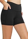 baleaf Biker Shorts Women Tummy Control Yoga Gym Workout Spandex Running Volleyball Compression with Pockets 5" Black M