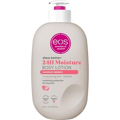 eos Shea Better Body Lotion Coconut Waters, 24-Hour Moisture Skin Care, Lightweight & Non-Greasy, Natural Shea, Vegan, Coconut Body Lotion, 16 fl oz