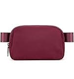 YOSHUYUKI Waist Belt Bag for Women Lulu Dupes Mini Small Crossbody Purse Sling Bag Cute Fashion Waterproof Fanny Pack Over The Shoulder Bags Fashionable Travel Running Belt Pouch Bum Bag Red Merlot