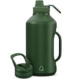 AQUAFIT Insulated Water Bottle 64 oz with Handle - Straw and Chug Lid - Stainless Steel Water Bottles - 64 oz Water Bottle - 64oz Insulated Water Bottle with Straw (64 Ounces, Military Green)