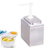 Saladulce 2L Sauce Dispenser Pump Stainless Steel Condiment Pump Station Condiment Pump Dispenser with 2.1 Quart Jar