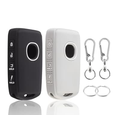 Silicone Key Fob Cover Compatible with 2025/2024-2019 Mazda CX-5 CX-30 CX-50 CX70 CX90 3 6 CX-9 Rubber car Key Shell with Keychain,4 Buttons,2 Pack(Black+Grey)