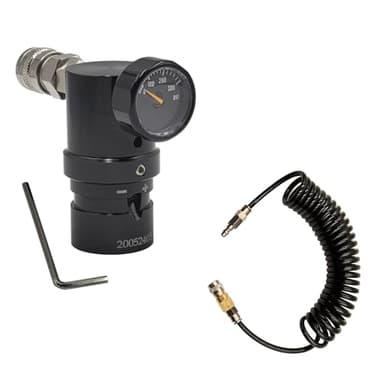 Aopkeo HPA Low Pressure MR Reg GEN2 Micro CO2 Regulator Adjustable with US 2202 Foster Output 20psi to 200psi for Airsoft Pistol PCP Paintball (Regulator with Hose)