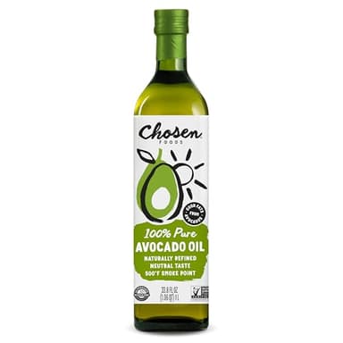 Chosen Foods 100% Pure Avocado Oil, Keto Diet Friendly, Kosher Oil for Baking, High-Heat Cooking, Frying, Homemade Sauces, Dressings and Marinades (1 liter)