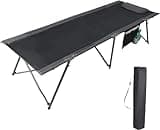 PORTAL Folding Camping Cot for Adults, 80" Extra Length Sleeping Cots with Pillow & Side Pocket, Heavy Duty Camping Cots Bed Most Comfortable for Outdoors Travel Sleepover, Support 350 lbs, BLK