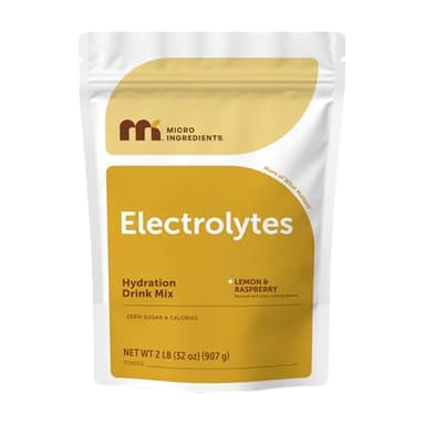 Micro Ingredients Electrolyte Powder, 2 lbs (139 Servings) | Lemon Raspberry Flavor | High Potassium (1,000mg) + Coconut Water & Real Lemon Juice | No Sugar, Keto Friendly | Non-GMO