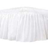 Biscaynebay Wrap Around Bed Skirts for Queen Beds 16" Drop, White Adjustable Elastic Dust Ruffles Easy Fit Wrinkle & Fade Resistant Silky Luxurious Fabric Solid Machine Washable