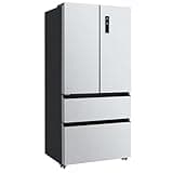 PioneerWorks French Door Refrigerator, 18.8Cu.Ft Large Capacity Kitchen Fridge, Stainless Steel Refrigerators, Digital Temperature Controls, Auto Defrost 4 Door Full Size Counter Depth Refrigerator