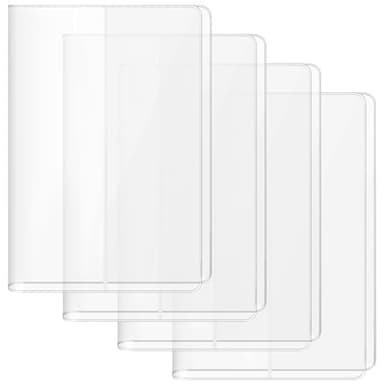 AIHSUMC 4 Pack A5 Clear Cover, Transparent A5 Jelly Planner Cover Waterproof Notebook Cover Plastic Sleeves Slip on Book Covers for Journal Weeks Planners and Books