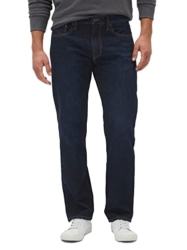 GAP Mens Straight Fit Jeans, Dark Wash, 34W x 32L US