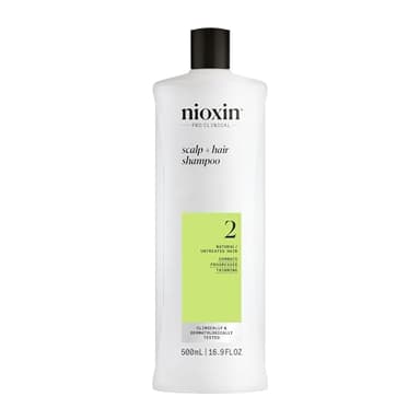 Nioxin Scalp + Hair Thickening System 2 Shampoo | For Natural or Untreated Hair with Progressed Thinning | With Niacinamide and Biotin | 16.9 Fl oz.