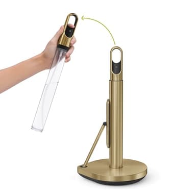 simplehuman Standing Paper Towel Holder with Spray Pump, Brass Stainless Steel, Gold