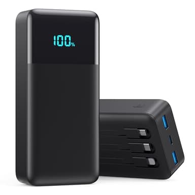 Portable Charger 50800mAh Power Bank with 3 Built in Cables,25W PD QC4.0 Fast Charging USB C Battery Pack,6 Outputs 2 Inputs Travel Essentials Portable Phone Charger for iPhone 17/16/15,Google,Android