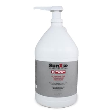 CoreTex Sun X 30+ SPF Broad Spectrum Sunscreen Lotion - 1 Gallon Jug & Pump Bottle of Paraben, Oxybenzone, Octinoxate, & Oil Free Sunscreen - No White Cast and Water Resistant Up to 80 Minutes