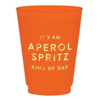 Santa Barbara Design Studio Party Cups 8-Count Reusable BPA-Free Plastic Cups, 16-Ounce, Aperol Spritz Kind Of Day