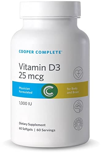 Cooper Complete-Vitamin D3 25mcg (1000 IU) 60 Softgels per Bottle. Pack of 2