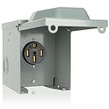 BEBOBLY 50 Amp RV Power Outlet Box, 125/250 Volt NEMA 14-50R Receptacle, Lockable Enclosed Outdoor Plug, Electrical Receptacle Panel, Weatherproof Temporary Hookup for RV Camper Car Travel Generator