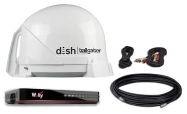 KING DT4450 DISH Tailgater Bundle - Portable/Roof Mountable Satellite TV Antenna and DISH Wally HD Receiver , White , Western & Eastern Arc Satellites