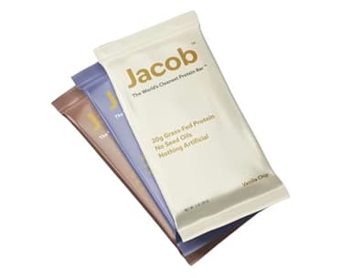 Jacob Bar, Protein Bars, Variety Pack (9 Bars Total) Contains 3 of Each; Chocolate, Vanilla, Berry - 20g Grass-Fed Protein, No Seed Oils, Nothing Artificial
