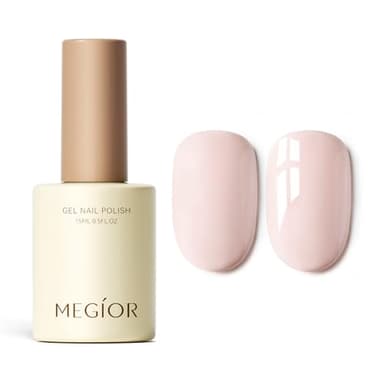 MEGIOR Ballet Slippers Gel Nail Polish 15ML Ballet Pink Color Soak Off UV LED Long-Wear Light Pink Gel Polish Salon Nail Manicure for Women Girls Home DIY
