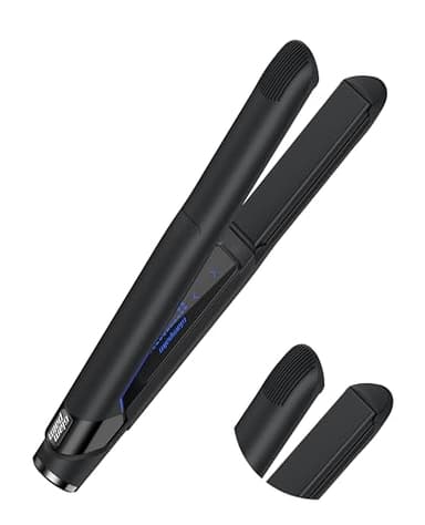 GLAMPALM Hair Straightener 1" Ceramic Flat Iron Infused with Vita C, Korea's No.1 Professional Salon Tool, 3D Swivel Cord & Dual Voltage, Digital LED(210°–450°), 20s Fast Heat-Up, Pure Black (GP201T)