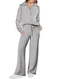 ANRABESS Women 2 Piece Outfits Sweatsuit Oversized Sweatshirt Sweatpants Tracksuit Sweat Lounge Matching Set 2025 Fall Trendy Light Grey Medium