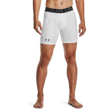 Under Armour Men's Armour HeatGear Compression Shorts , White (100)/Black, Small