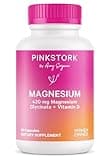 Pink Stork Magnesium Glycinate with Vitamin D - Magnesium Supplement for Women to Support Natural Calm, Mood, and Sleep - Hormone Balance for Women - 60 Capsules, 1 Month Supply