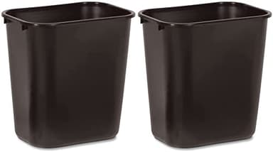 Rubbermaid Commercial 295600BK Deskside Plastic Wastebasket, Rectangular, 7 gal, Black (2)