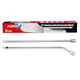 Pressure Washer Extension Wand, Power Washer Wand Extension, Stainless Steel Lance 1/4 Inch Quick Connect to M22, 17 Inch Extension Wand and 30 Degree Curved Angled Extension Wand, 2 Pack