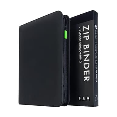 Vault X 9 Pocket Zip Binder, 360 Cards, Exo-Tec Material, 20 Side-Loading Pages (Black)