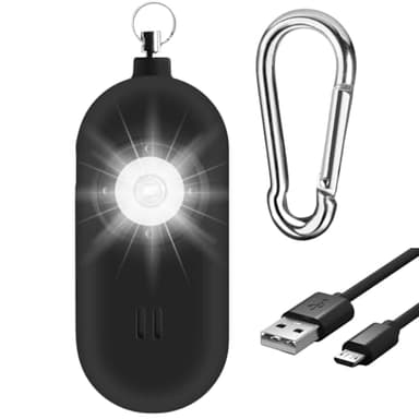 Spartan Defense Rechargeable Personal Safety Alarm for Women. 130dB Siren. Ear-Piercingly Loud w/ Flashing LED Strobe Light Siren Keychain