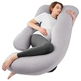 Sasttie Pregnancy Pillows for Sleeping, U Shaped Cooling Full Body Pillow with Removable Cover, Pregnant Women Must Haves, Maternity Essential, Light Grey