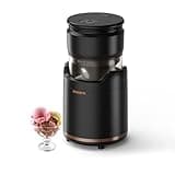 BRIOBITE Ice Cream Maker - Rechargeable & Compact Electric Ice Cream Machine for Gelato, Milkshakes & Sorbet,Double-Insulated Bowl,Easy to Clean,Perfect for 1-2 Servings,Black