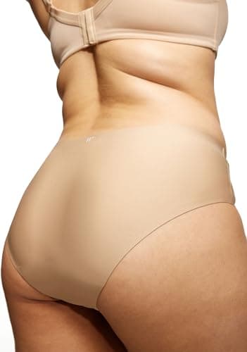 STRAWBERRY WEEKS LEAKPROOF2.0 Seamless Bikini Period Underwear for Women | Period Panties Holds 6 Tampons | Mild Incontinence Leak Proof Underwear (S/M, Beige)