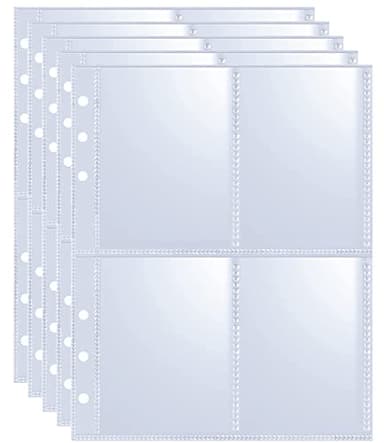 40 Pack 320 Pockets 6 Ring A5 Binder Sleeves,2.5x3.5”Photocard Sleeves,Double-Sided 4 Pocket Kpop Photocard Page Protector,Ultra-Clear Trading Card Sleeve Sheets for Game Cards,Photocard