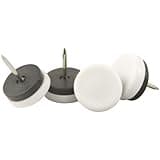 Nail On 1-1/8" Furniture Glides for Straight Wooden Furniture Legs (4 piece) - White, Round