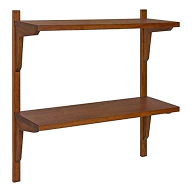 Kate and Laurel Meridien Mid-Century Wall Shelves, 24" x 8" x 24", Walnut, Transitional Wall Decor and Storage