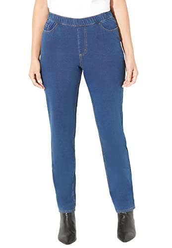 Catherines Women's Plus Size The Knit Jean - 4X, Comfort Wash
