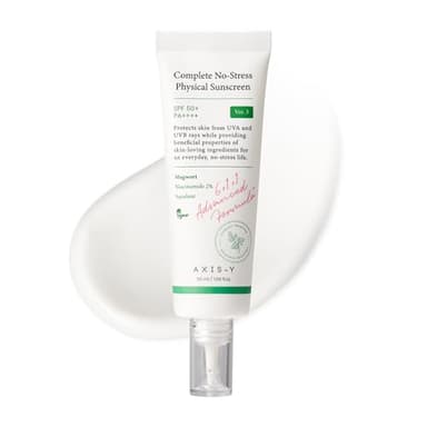 AXIS-Y Complete No-Stress Physical Sunscreen V3 - SPF 50 Mineral Face Sunscreen Moisturizer with 2% Niacinamide, Zinc Oxide for Broad Spectrum Sun Care - Vegan Korean Skin Care -1.69 fl. oz.
