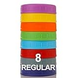 AOZITA 8 Pack REGULAR Mouth Mason Jar Lids for Ball, Kerr and More - Colored Plastic Storage Caps for Mason/Canning Jars - Leak-Proof, Dishwasher Safe & Food Grade