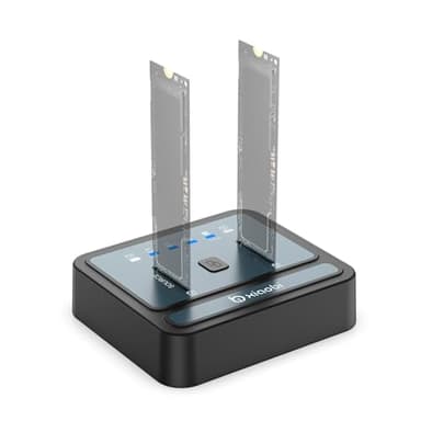 M.2 NVMe/SATA SSD Cloner, M.2 Duplicator 2-Bay Hard Drive Enclosure, Tool-Free 20Gbps USB3.2 Gen 2X2 Hard Drive Reader for NVMe SATA SSD Supports Offline Clone, UASP and Trim