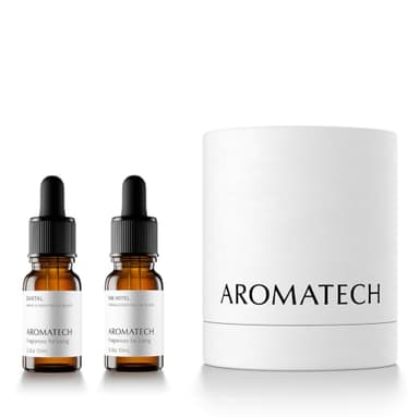 AromaTech Santal & The Hotel Set | Gift Set of Aroma Diffuser Essential Oils Blend of Santal Cardamom, Papyrus, Musk | The Hotel Peach, Red Rose, Pine - 10 Milliliter