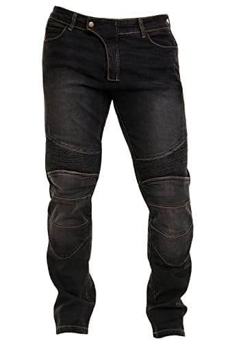 Rider Protec Mens Motorbike Riding Jeans Stretch Panel Armor Adventure Motorcycle Pants Aramid Protective Lining Trousers Black