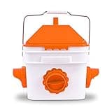 GUEOQTC-10 Pounds Chicken Feeder with 4 Ports, Rainproof Poultry Feeder for Up to 10 Adult Chickens or 15 Chicks(Orange)