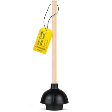 SteadMax Heavy Duty Toilet Plunger, Commercial Grade Double Thrust Force Rubber Cup with Wood Handle (22")