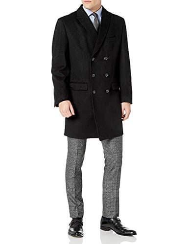 Adam Baker Men's 54805 Double Breasted Wool/Cashmere Topcoat - Black - 36R