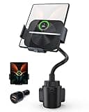 MAKAQI Wireless Car Charger for Z Fold 6/5/4/3/2, Dual Coil Cup Holder Phone Mount, Wireless Car Charger for Tesla, Auto Clamping Fast Charging for iPhone 16/15/14(Not Fit for Pixel Fold)