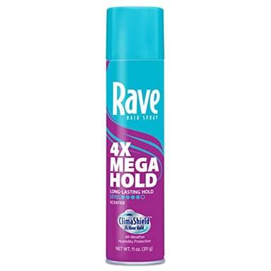 Rave 4X Mega Long-Lasting Firm Hold Scented Hair Spray for Heat Protection, Volume and Shine - ClimaShield for Extra Humidity & Minimizes Frizz
